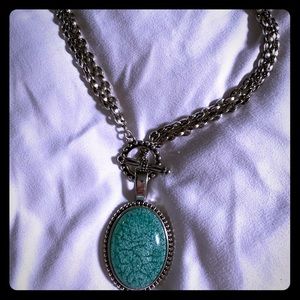Premier Designs teal medallion necklace